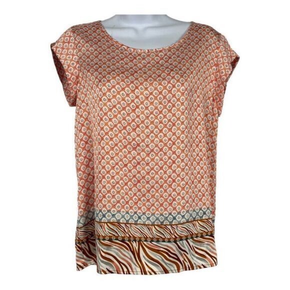 Rachel Roy Womens Size XS Multi-Pattern Top In Orange & Brown - Picture 1 of 7